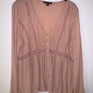 TWO American eagle flowy tops